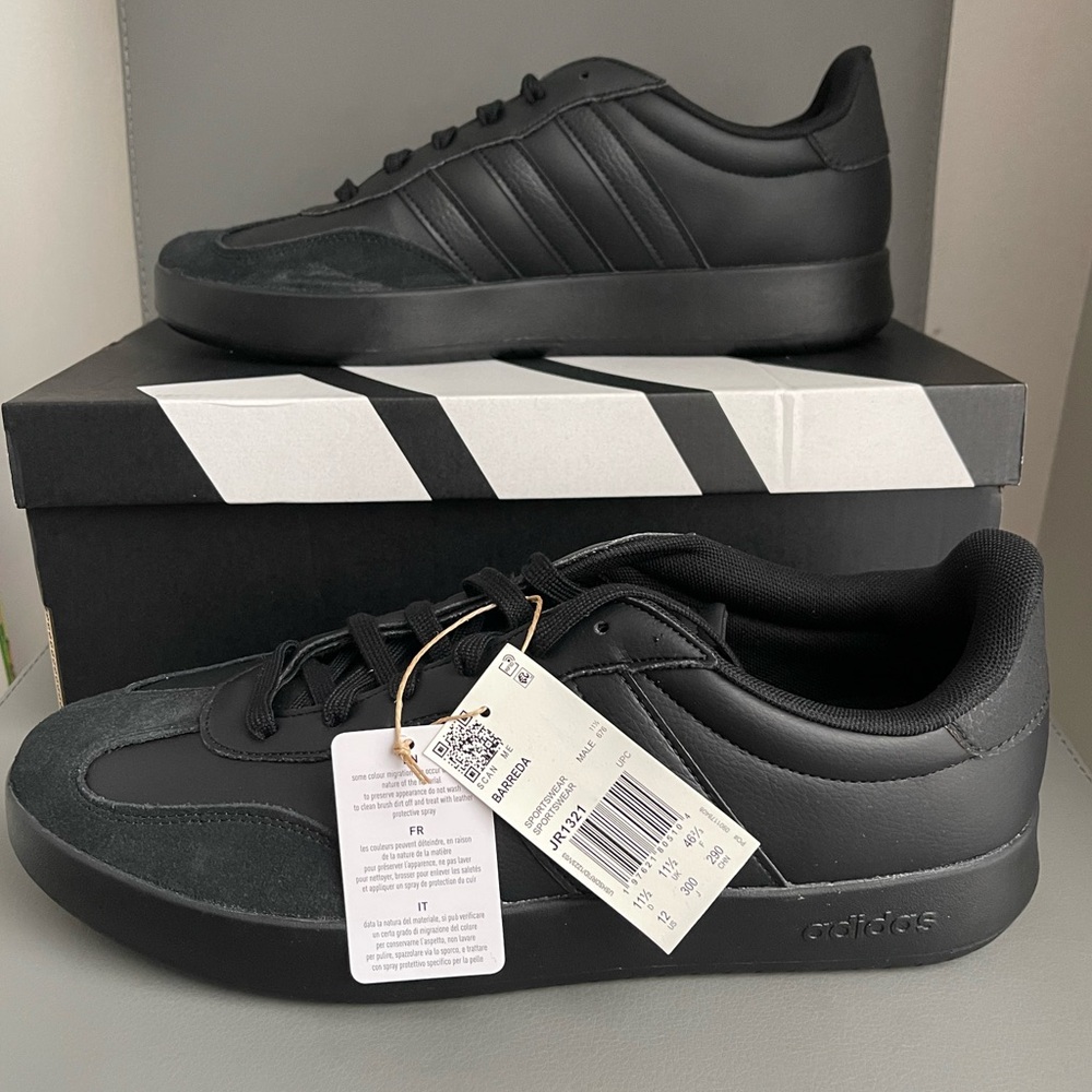Adidas Men’s Bareda Black Size 12 - Picture 2 of 13